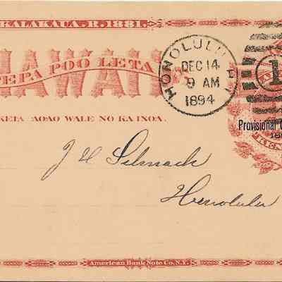 Author's Personal Collection: J H Pelsmack? Selsmack? Postmarekd Dec 14, 1894