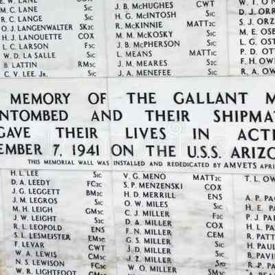 For reference only: USS Arizona Memorial Wall of Names