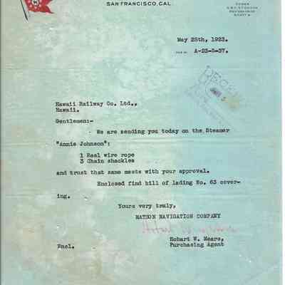 Matson Navigation Company Sales Order Document