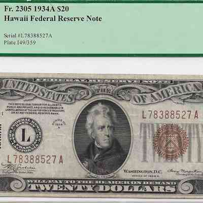 Author's Personal Collection: $20 1934A WWII Emergency Issue. Denomination $20. Quantity Printed - 11,246,000.