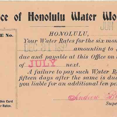 Author's Personal Collection: Water Works bill notification