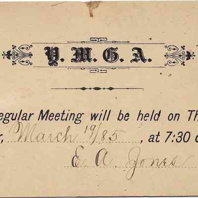 Author's Personal Collection: YMCA Regular Meeting postal card notification.
