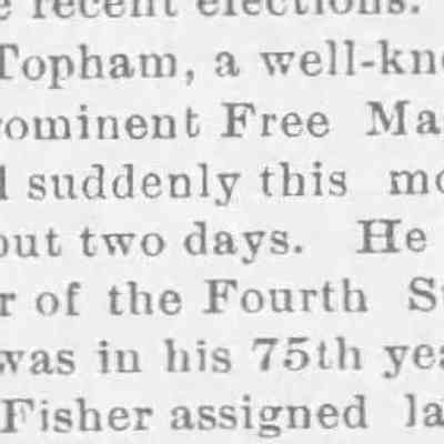 For reference only: Obit listing for Robert C Topham, "a well-known" lumber dealer.
Fall River Daily Evening News Fall River, Massachusetts • Fri, Nov 1, 1889 Page 3