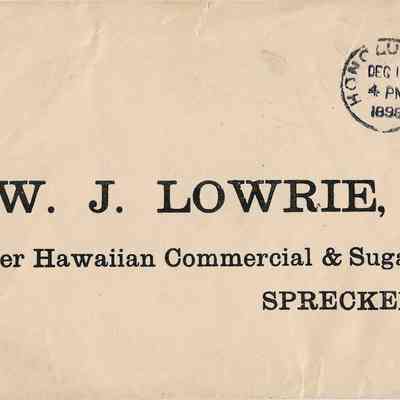 W. J. Lowrie, Manager, Hawaiian Commercial & Sugar Co.