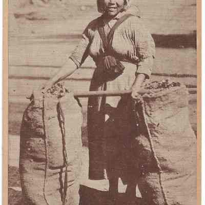 Japanese Woman with Child on back