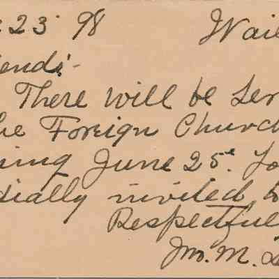 Author's Personal Collection: In 1866 the caucasian population needed a church in the Wailuku area and the Wailuku Foreign Church was started. It served all protestant denominations but was run primarily by Congregational or Presbyterian ministers and was associated with the Hawaiian Evangelical Association.

Service at   Ministers Wailuku: 1898-1900 Lewis, John M.