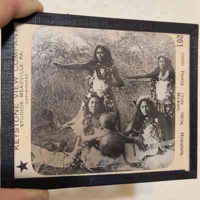 Girl Dancers, Honolulu, Hawaii (Glass Slide)