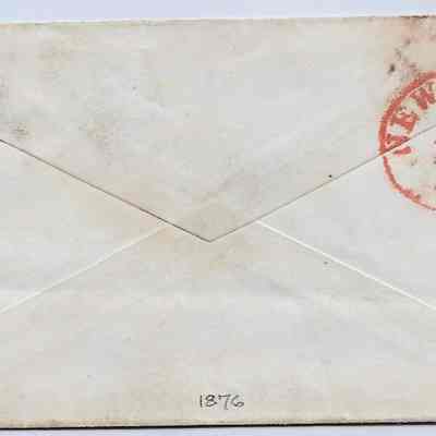 Author's Personal Collection: 1876 US Cover Stamped New York to Hilo Hawaii with S#158 Pair Cork Cancelled