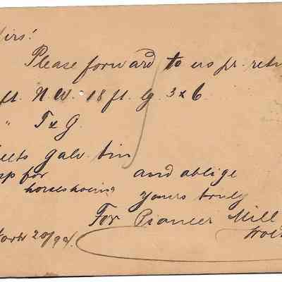 Author's Personal Collection: Material order to H Hackfeld & Co "For Pioneer Mill"  Lahaina