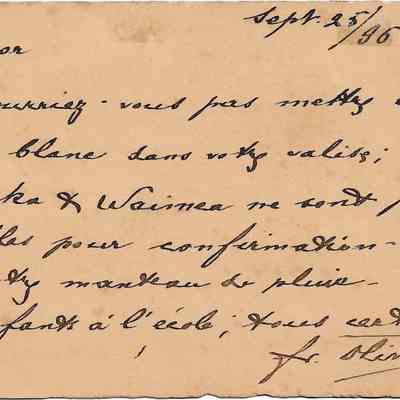 Author's Personal Collection: Postmarked Honolulu Sep 28, 1896