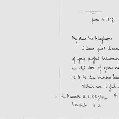 Author's Personal Collection - From the United States Consulate of Tahiti: Mourning letter dated June 1st 1899 written by J. Lamb Doty, United States Consulate of Tahiti.