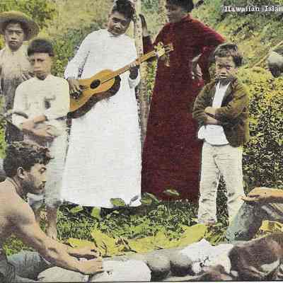Hawaiian Islanders Making Poi