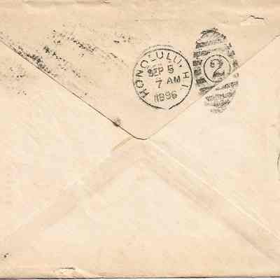 Author's Personal Collection: Cover Postmarked Honolulu Sept 5, 1896