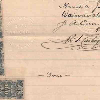 Author's Personal Collection: Enlarged image of J. A. Cummins signed as President and Alex J. Cartwright, signed as Treasurer.