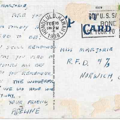 Author's Personal Collection: Postmarked Feb 16, 1938