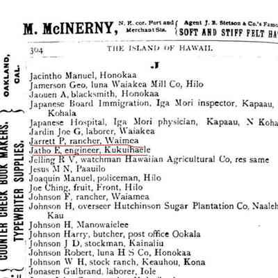 For reference only: Polk 1892: Directory and hand-book of the Kingdom of Hawaii, 1892