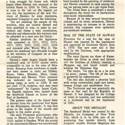 Author's Personal Collection: Folded leaflet that was contained in the Commemorative Box with the medal. (Tip: Right Click Mouse to Magnify Image)