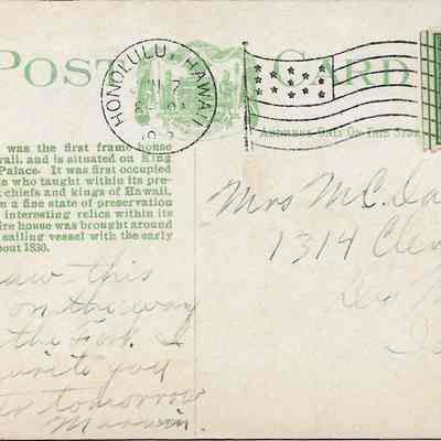 Author's Personal Collection: Postcard postmarked Jan 17, 1917