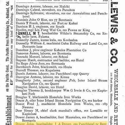 For reference only: Directory and Hand-Book of the Kingdom of Hawaii 1890.
