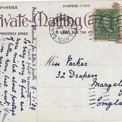 Author's Personal Collection: Postcard sent to England