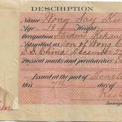 Wong Say Kun Certificate of Identity