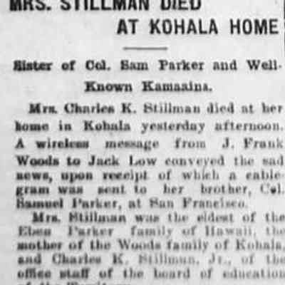 For reference only: Obituary from The Hawaiian Gazette Oct 29, 1909 page 8.