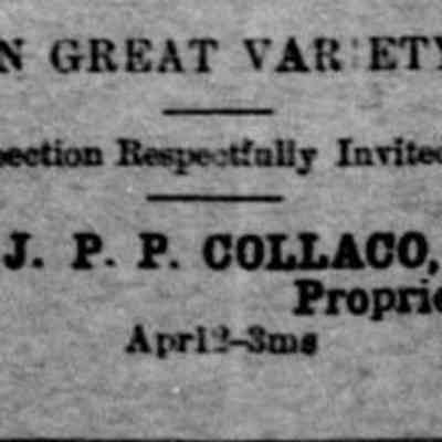 For reference only: Enlargement of Advertisement from Hawaii Holomua, Volume III, Number 125, 29 May 1894
