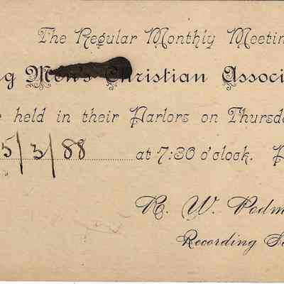 Author's Personal Collection: YMCA meeting reminder, Thursday evening Oct 3, 1888.
