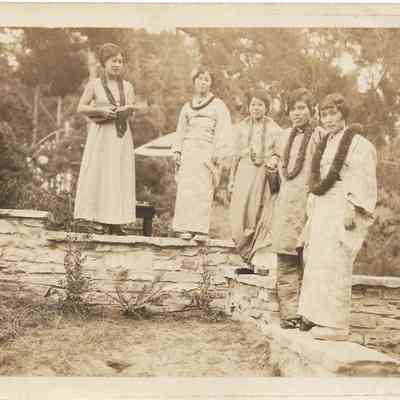Japanese Women wearing leis