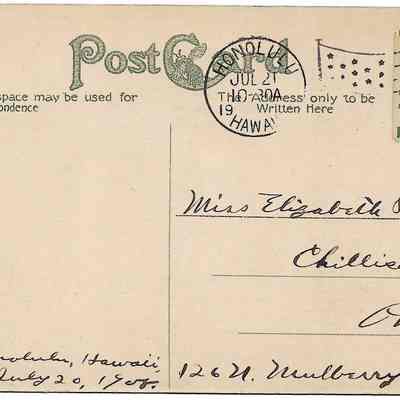 Author's Personal Collection: Postcard dated July 20, 1908