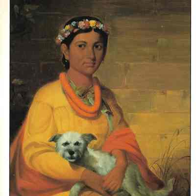 Hawaiian Woman with Dog (Bishop Museum) Painting 1849 by John Mix Stanley