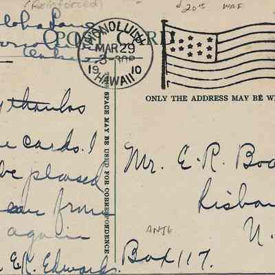 Author's Personal Collection: Postmark Mar 29 1910 3:30 PM