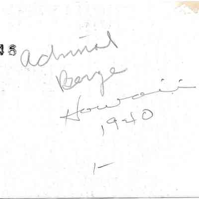 Author's Personal Collection: Inscribed "Admiral Barge Hawaii 1940"