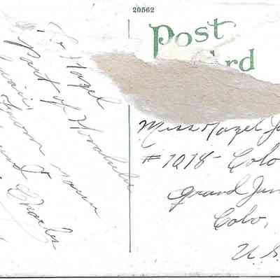 Author's Personal Collection: Damaged postcard back. No postal markings.