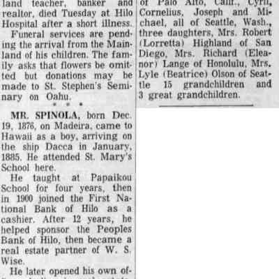 For reference only: Michael de Freitas Spinola Obituary