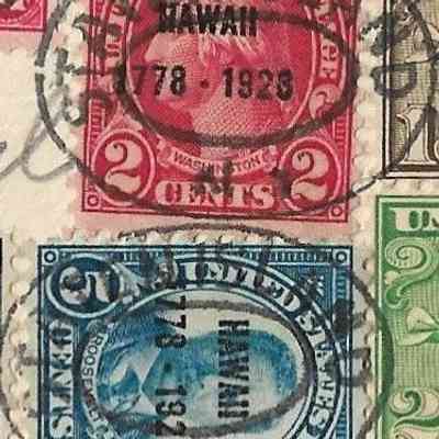 Author's Personal Collection: 2 Hawaii Stamps were cancelled: U.S. #647 1928 2¢ Discovery of Hawaii (Carmine - Red) and #648 - 1928 5c Discovery of Hawaii, (Dark Blue)
