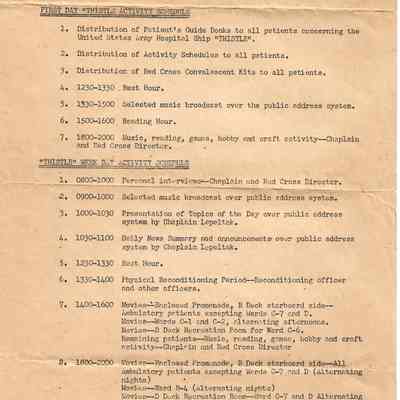 Author's Personal Collection: Activity Schedule excluding Sundays