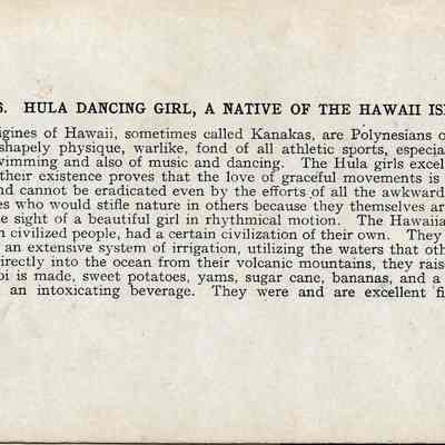 Author's Personal Collection: Stereoscope card inscribed "Hula Dancing Girl, A Native of the Hawaii Islands.