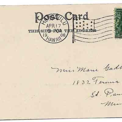 Author's Personal Collection: Honolulu Postmarked date of April 17, 1908
