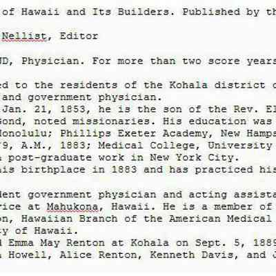 For reference only: Dr Benjamin Davis Bond, bio.