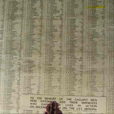 For reference only: E C Morse's name on the Wall of Names at the USS Arizona Memorial, Pearl Harbor, Oahu, Hawaii