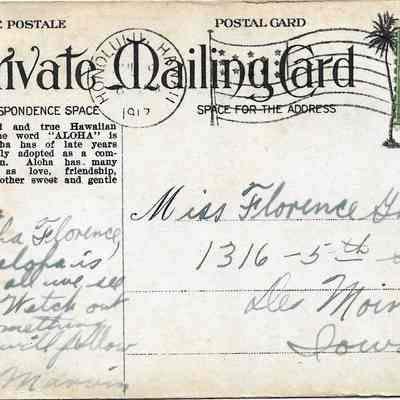 Author's Personal Collection: Postmarked Honolulu 1917?