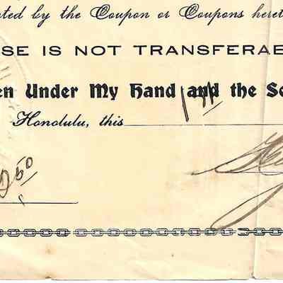 Author's Personal Collection: Closeup on State Embossed Seal, 50 Cent Revenue Stamp, Signature of the Registrar of Public Accounts