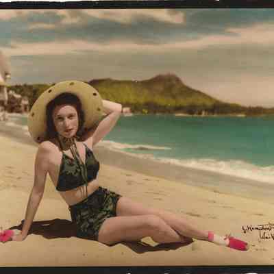 Haole Girl on Waikiki Beach May 21, 1941