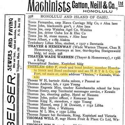 For reference only: Inscription on bottom "2127 - Geo. P. Thielsen- Trustee Jan 06