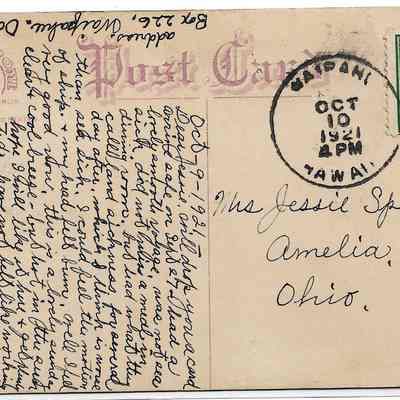 Author's Personal Collection: Postmark cancellation date Oct 10, 1921