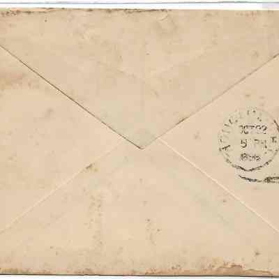 Author's Personal Collection: Postmark received in Honolulu at 5:00 P.M. Oct 22, 1898. Note Oval Ship Stamp