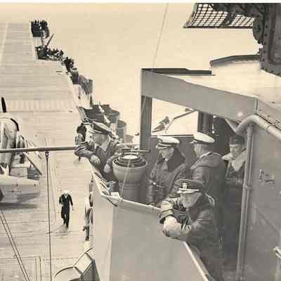 Author's Personal Collection: Wartime photo of Fleet Admiral Nimitz on the U.S.S. Ranger on 6-5-1942.