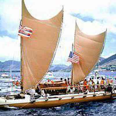 For reference only: Hōkūleʻa arrival in Honolulu from Tahiti in 1976

Inaugural voyage (1976)
Led by Captain Elia David Kuʻualoha "Kawika" Kapahulehua* and Navigator Pius "Mau" Piailug, a Carolinian master navigator*,[27] Hōkūleʻa departed Honolua Bay, Maui, Hawaiʻi for Papeʻete, Tahiti, (voyage map) as part of the celebration of the United States Bicentennial. Mau navigated from Hawaii to Tahiti without instruments. Due to a conflict between crew members which escalated into physical violence, Mau abruptly returned home to Micronesia after reaching Tahiti.

Wikipedia Reference nos.