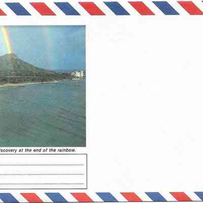 Author's Personal Collection: First Class imprinted on front of envelope "Waikiki Beach, voyager's discovery at the end of the rainbow".